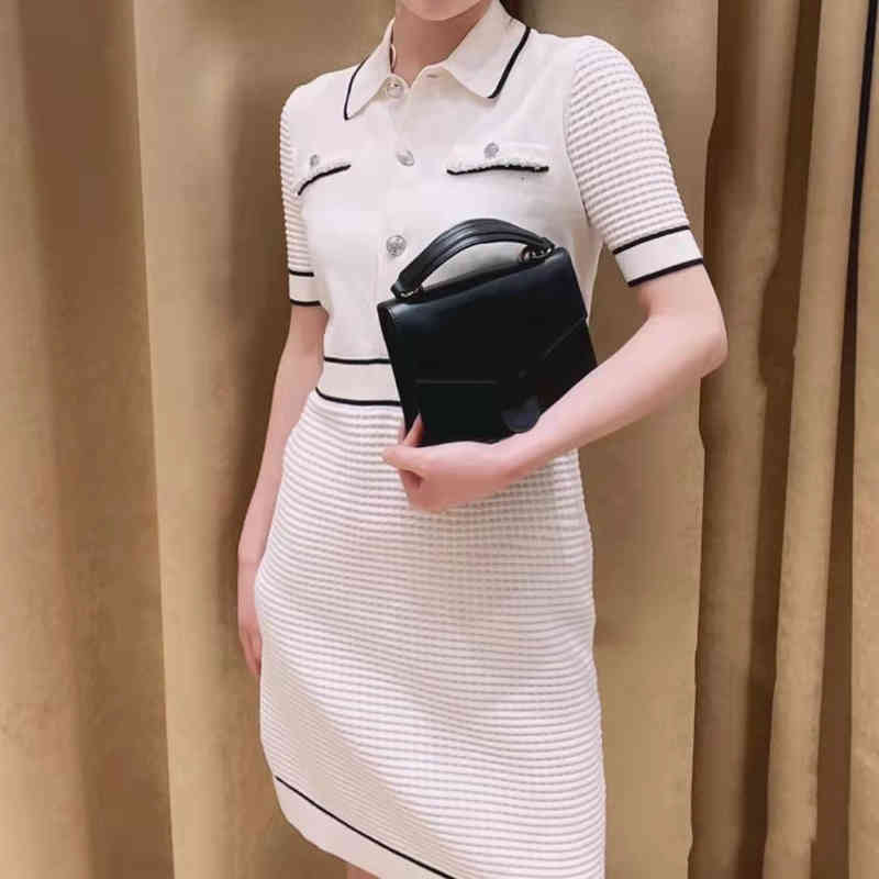 Casual Dresses pk spring and summer pattern knitted Polo lined Mini Dress-image-760009701