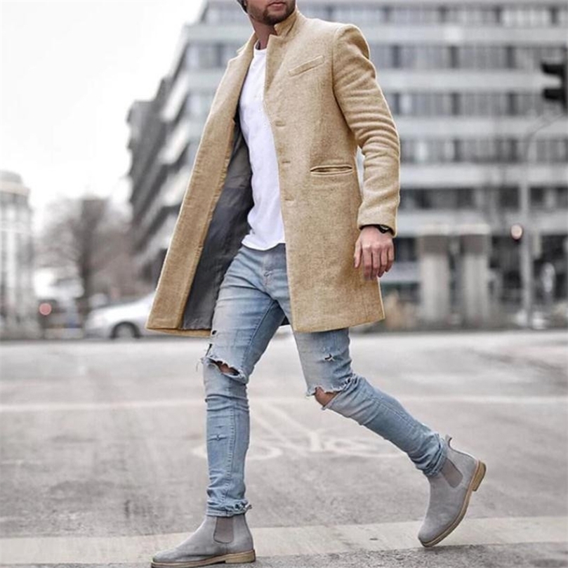 ZOGAA Mens Trench Coat Casual Men Winter Warmly Wear Long Jackets 4 Colors Men's Plus Size Formal Outwear Tops S-3XL 201127
