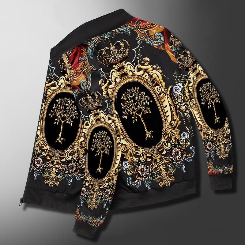 

Men's Jackets Casual Jacket Men's Stand Collar Plus Size Autumn Retro Printing Sports Clothes Windbreaker HoodieMen's, Chobe sacred tree