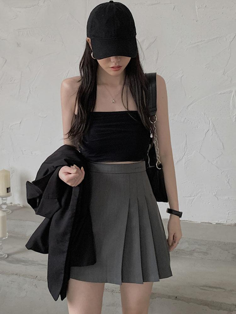 

Camisoles & Tanks Spring And Summer Sexy Strapless Mesh Tube Top Female Korean Version Of Pure Color Used Navel Underwear TopCamisoles, Black