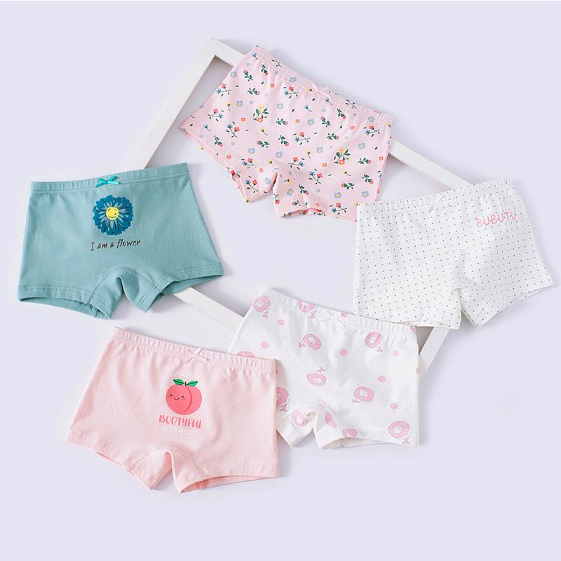 

Panties Girls Kids Cotton Underwear Children's Briefs Flowers Peaches Cartoon Short 5Pcs/lotPanties, 5pcs one lot