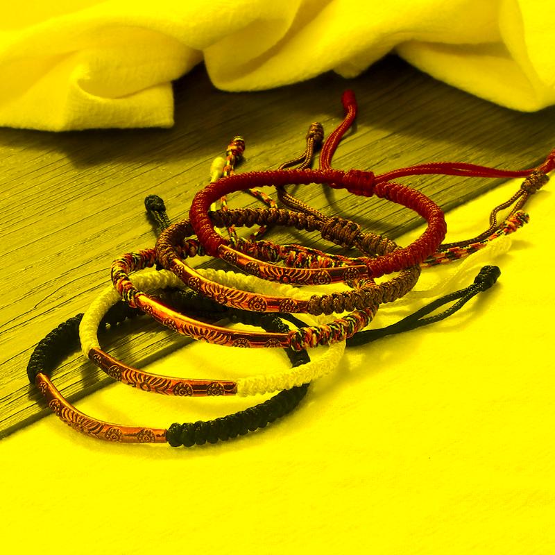 

Beaded Strands Vintage Metal Pendant Braided Bracelet Red Black Color Nylon Thread Couple Handmade Adjustable Bangles&Pulsera JewelryBea