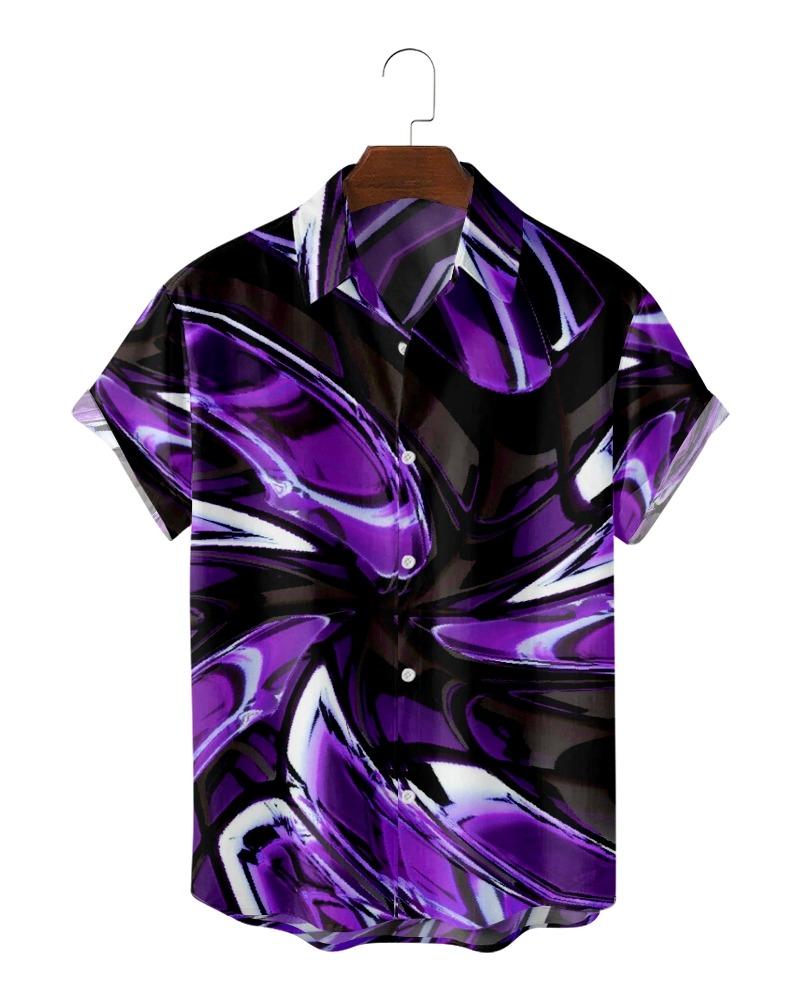 

Men's Casual Shirts Summer Short Sleeved Shirt Original Risk-free 3D Printing Printed Lapel National Trend Men's Top 052Men's, Beige