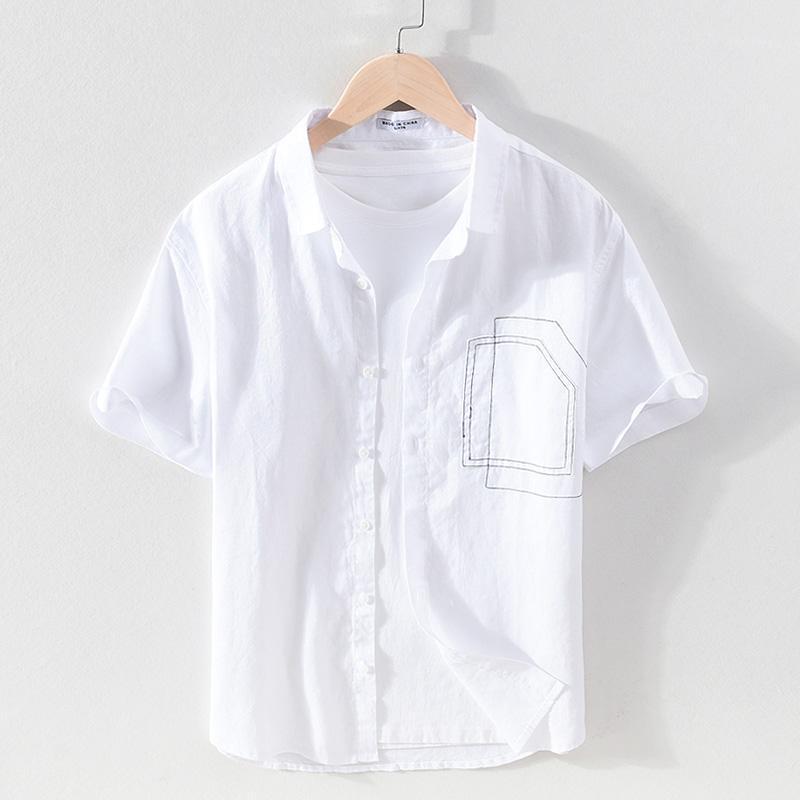 

Summer Pure Linen Brand Casual Shirt Men Comfortable Fashion Shirts For Tops Mens Clothing Chemise Camisa Men's, Green