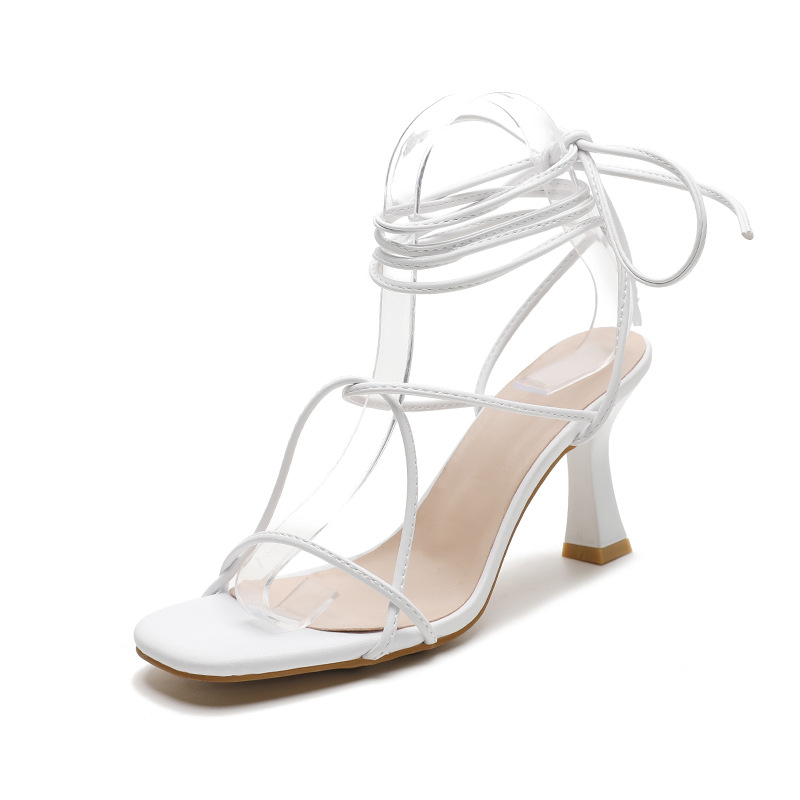 

2022 Sandals New Cross Strap Stiletto Heel Roman Women, White