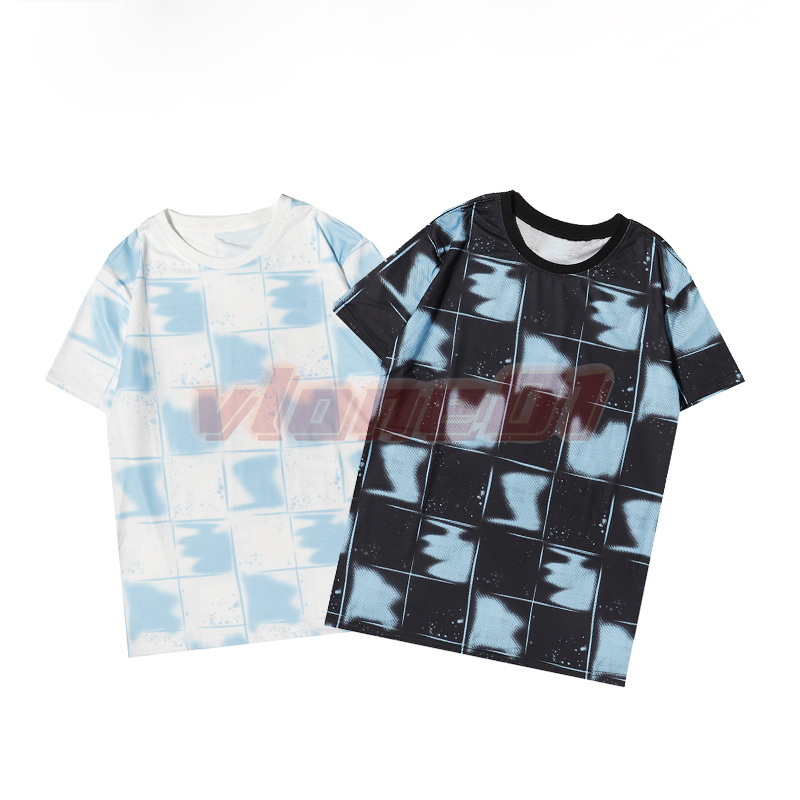 

New Summer Men Womens T Shirts Designer Mens Plaid Print T Shirt Couples Short Sleeve Casual Tops Size M-2XL, White