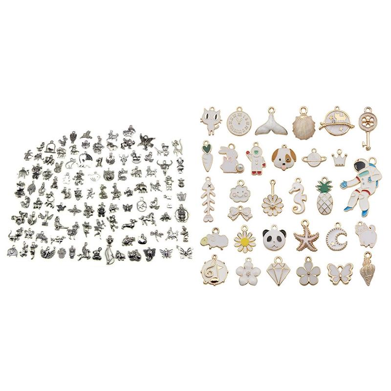 

Party Decoration 2 Set Animal Charms With 31 Kinds Drip Oil Pendant White Astronaut Series Handmade Accessories