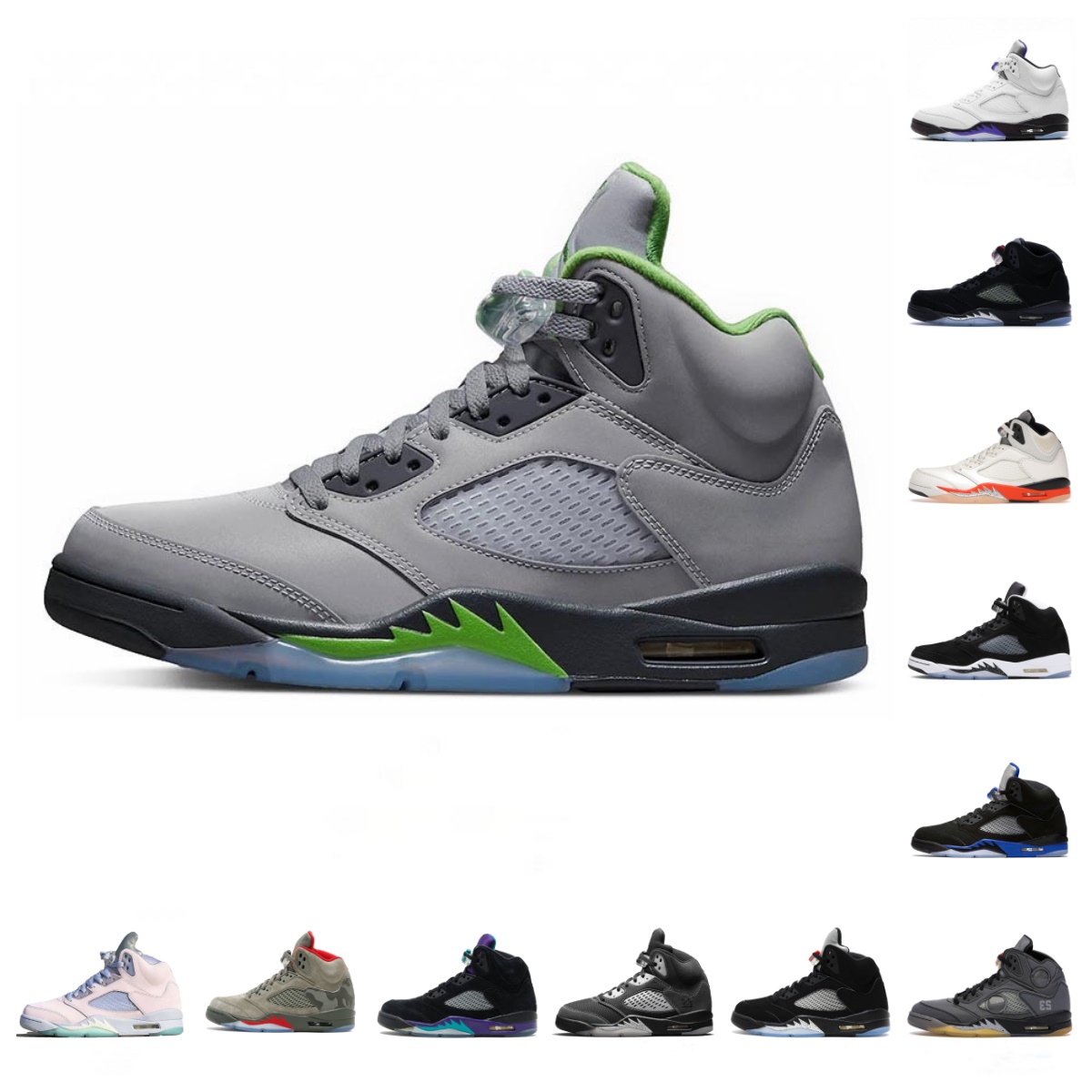 

Jumpman 5 5s Dark Concord Basketball Shoes Mens Racer Blue Oreo White Sail Fire Raging Bull Red Hyper Royal Green Bean Black Metallic White Cement designer Sneakers, Bubble package bag