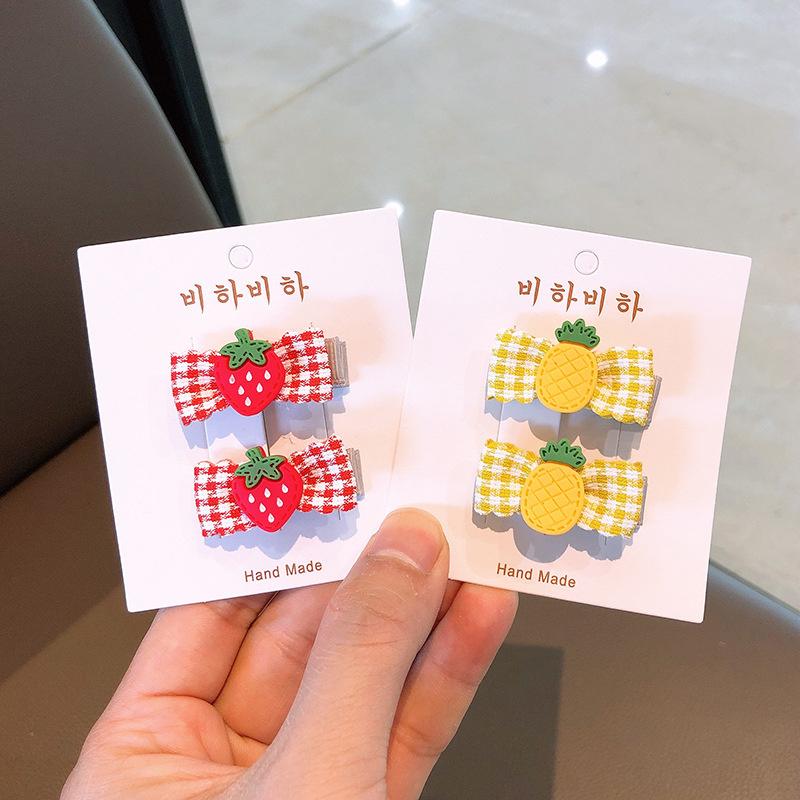 

Hair Accessories 2pcs/lot Toddlers Kids Cloth Clips Bows Fruit Animal Barrettes Hairpins Children Girls OrnamentHair, 4 pineapple