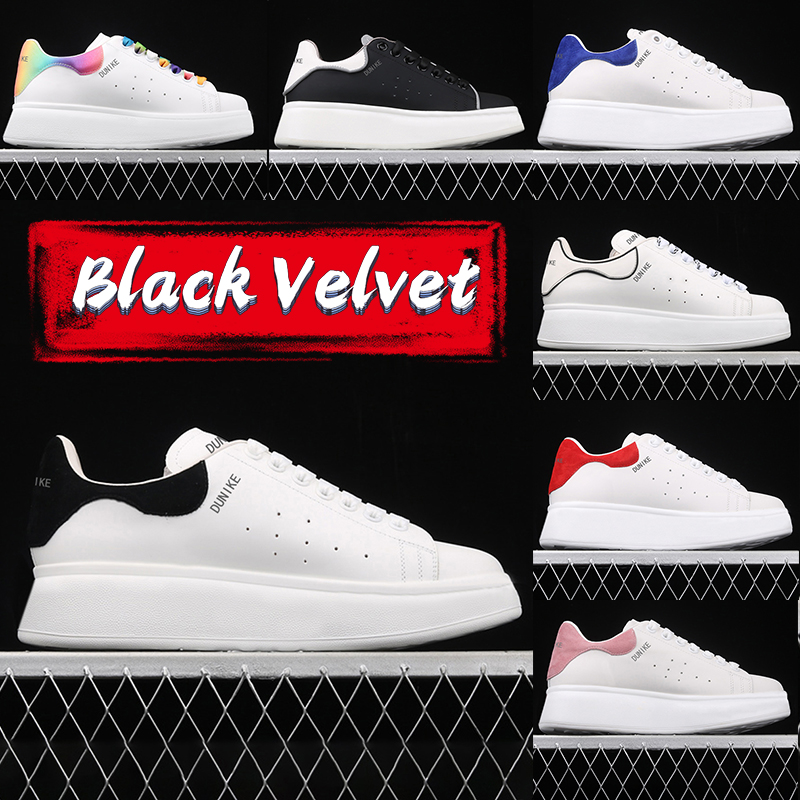 

Fashion sneaker calfskin platform Casual shoes men women Triple Black White deep blue velvet trim sneakers rose Gold reflective Designer rainbow glitter trainers, Shoe box