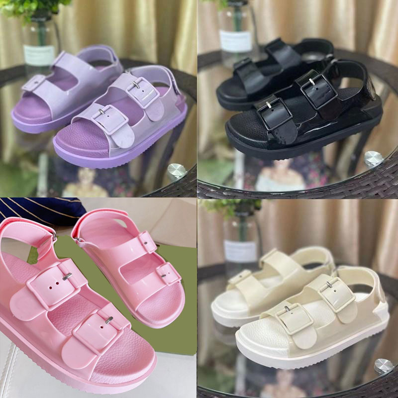 

Designer Women Sandals Jelly Rubber Sandal Mini Double G Slippers Flip Flops Platform Slides Adjustable Buckle Candy Color Slipper Summer Sandal Box, 19