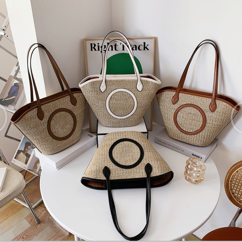 

Fashion Monogram women Straw bag handbag bag purse Messenger Bags ShoulderBags totes female pursewallet Shopping Letter flower pattern, Yellowish brown
