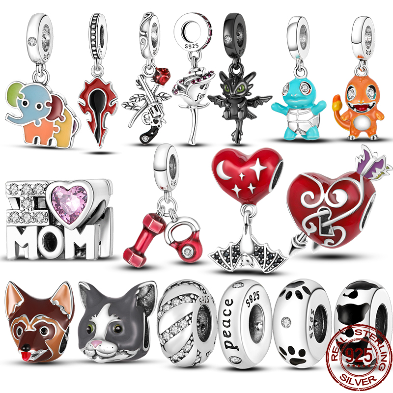 925 Perles de charme en argent enrôlent les chauves-souris sous les étoiles perles bricolage femmes pendentif bijoux perle en ajustement charmes