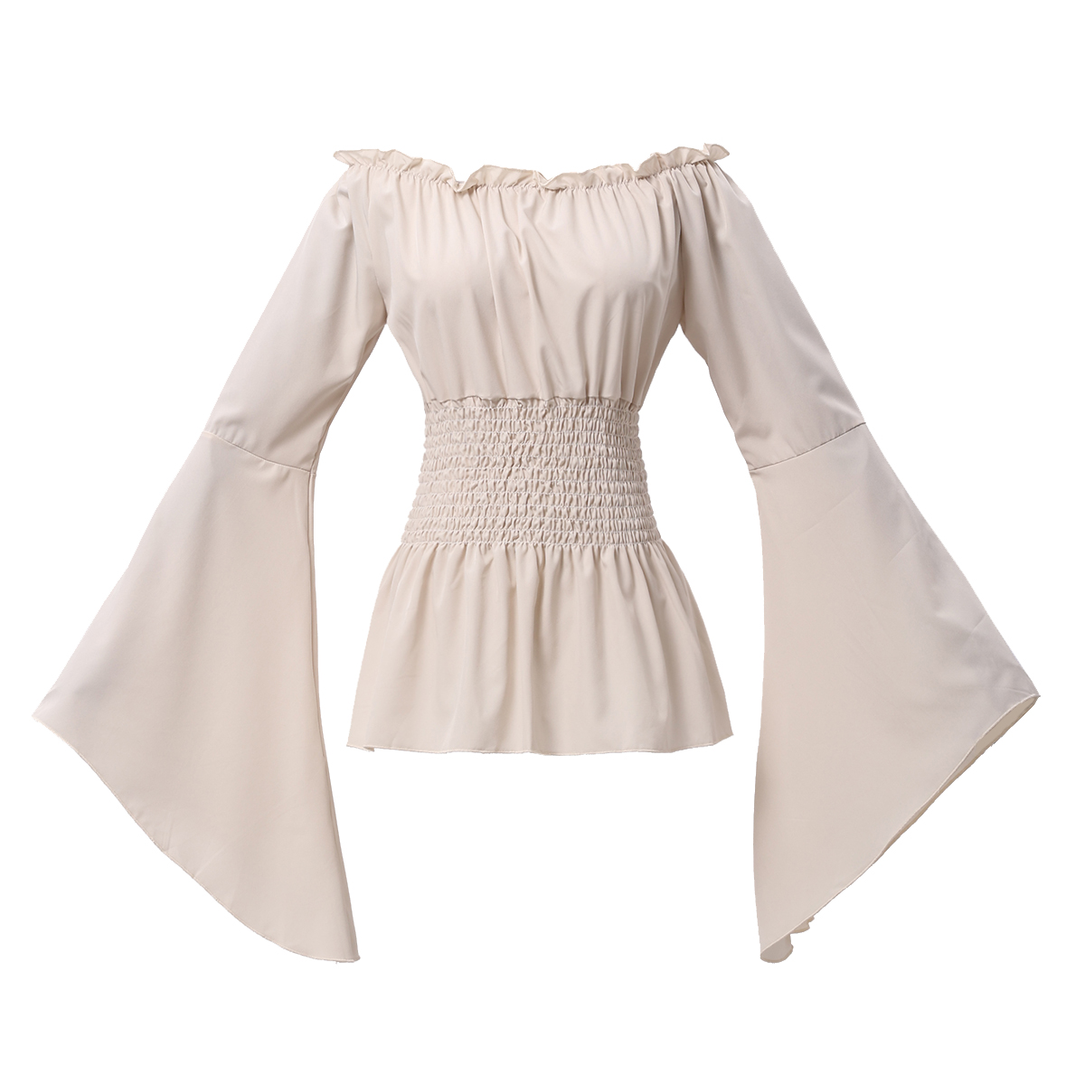 

Renaissance Blouse Costume Women Off Shoulder Sleeves Shirt Boho Steampunk Pirate Wench Medieval Cosplay Costume Corset Top Vintage, Blue