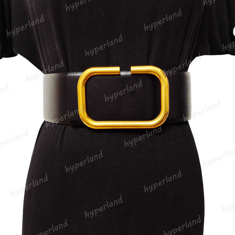 

Leather Reversible Belts For Women Big Gold Buckle Wide Designer Belt Woman Dress Waistband Girdle Letter V Ceinture 6.5cm Width Belts, Green