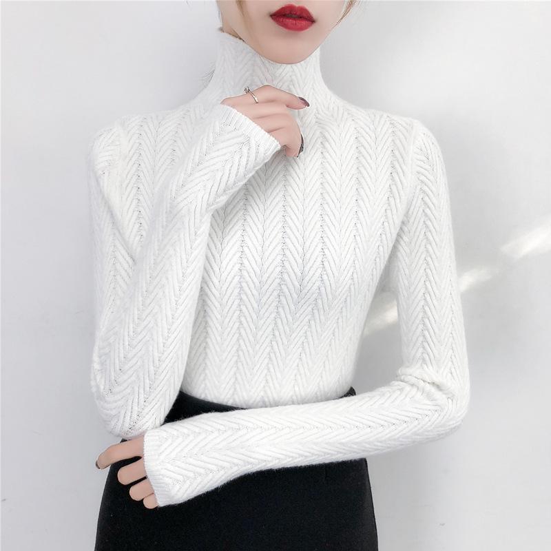 

Women' Sweaters JOYINPARTY Underwear Woman Autumn And Winter Slim Bottom Shirt Long Sleeve Tight Knitted Thickening, Black