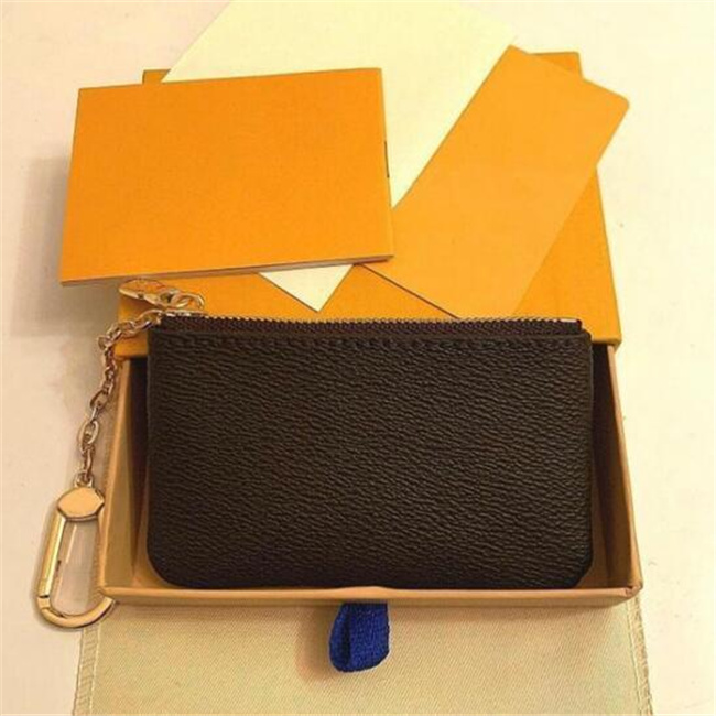 

KEY POUCH POCHETTE Designer Coin Purse Keychains ring Credit Card Holder Luxury Mini Wallet shoulder Bag, Brown flowers