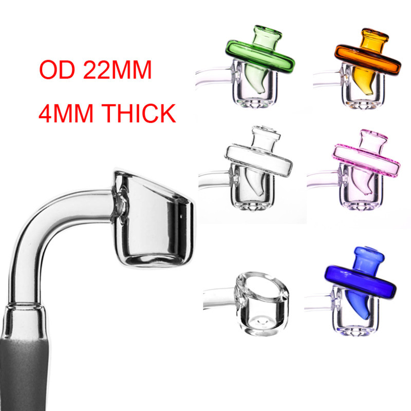 

4MM Thick Quartz Banger With Carb Cap For Hookahs Dab Rig Domeless Nail 10mm 14mm 18mm Male Female 100% Real glass bong accessories for Retail or Wholesale