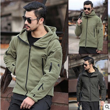 Tactical Jackets Windproof Men's Fleece Combat Jacket Tactical Hoodies Outdoor warm cold protection windbreaker wind hooded jacket