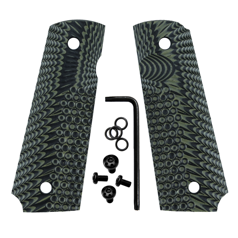 

G10 grips for full size 1911 grips with OPS eagle texture and Standard cut black/green color