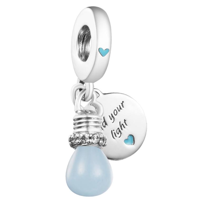 

Charms Glow-in-the-dark Lightbulb Double Dangle Charm Fits Bracelet 925 Sterling Silver Beads For Women DIY Jewelry MakingCharms CharmsCharm