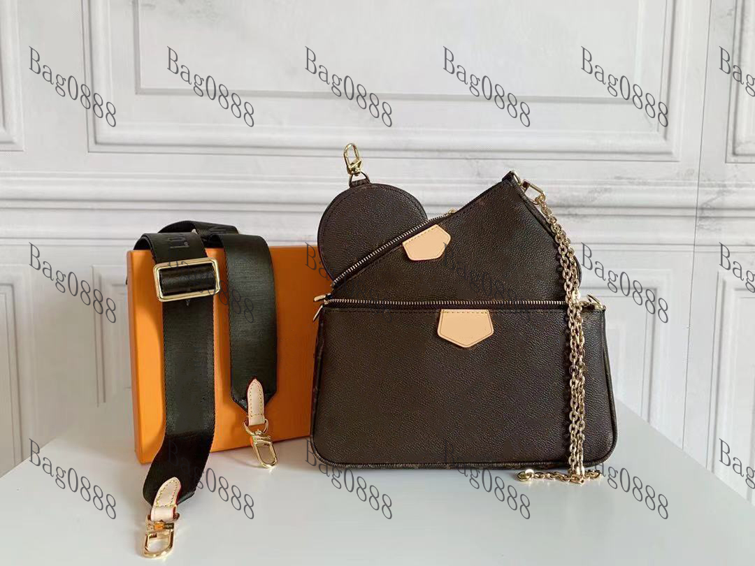 

hot-selling Pochette Accessoires Handbag presbyopia shoulder bag Luxury brand Purse High quality ladies Genuine Leather Multi messenger bags, Black shoulder strap