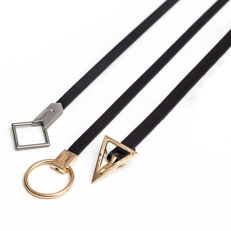 

Belts Thin Black Knot PU Leather Belt For Women Fashion Geometric Metal Buckle Tie Obi Wedding Dress Corset Waistband Accessories