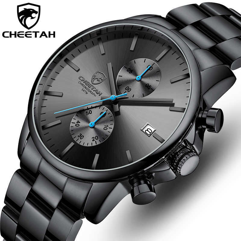 

Watches for Men Warterproof Sports Mens Watch CHEETAH Top Brand Luxury Clock Male Business Quartz Wristwatch Relogio Masculino, Steel silver black