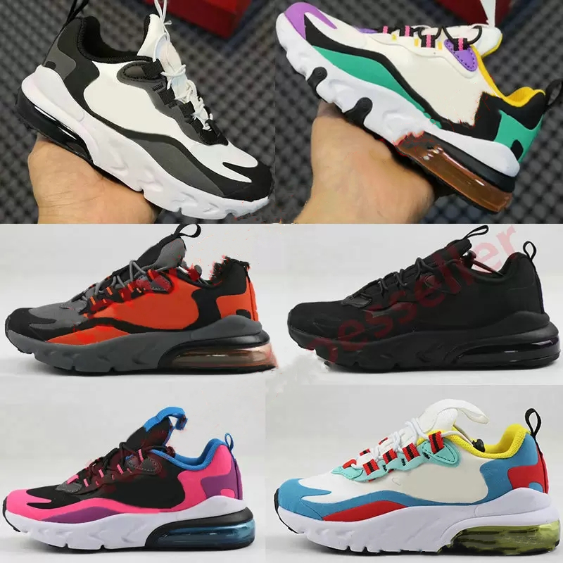 

New 270 React Kids Shoes Bauhaus TD Boys Girls Athletic Outdoor Black White Hyper Bright Violet Toddler Children Sneakers Eur 28-35 Running Shoes