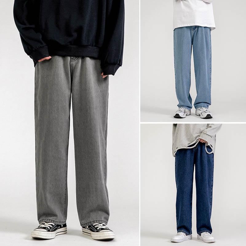 

Men' Jeans Men Fashion Loose Straight Wide Leg Pants Cowboy Mans Streetwear Korean Hip Hop Trousers 5 Colors, Black