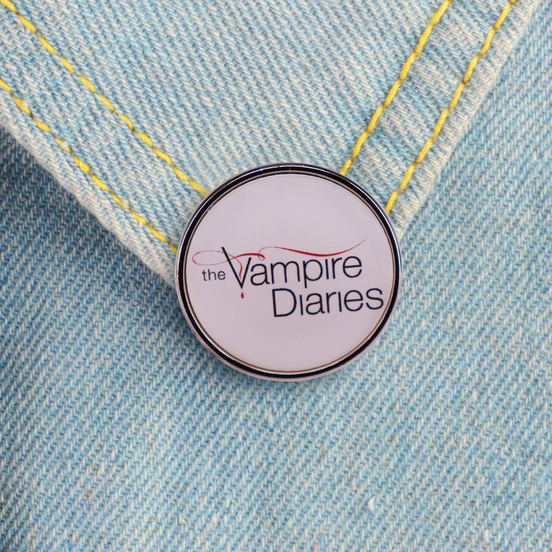 

The Vampire Diaries Poster Logo Brooch Fantasy Horror Movie Badge, As picture