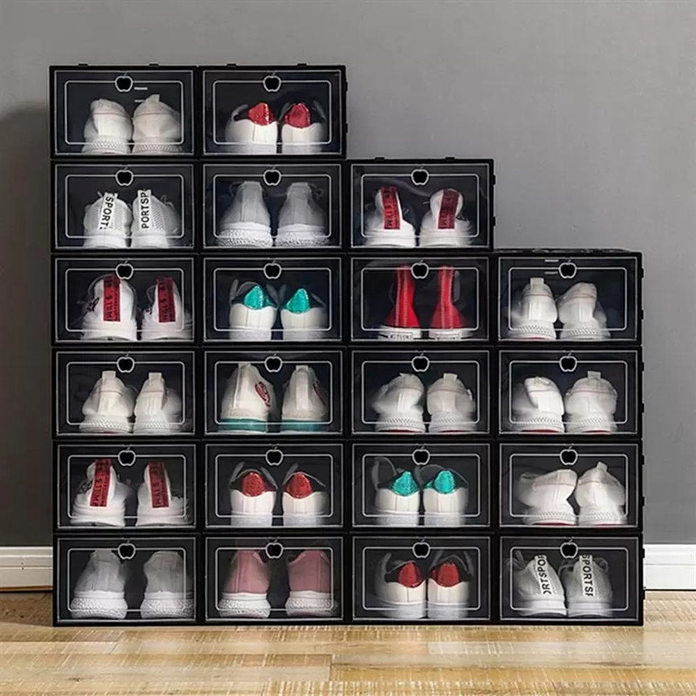 

NEW!!! Thicken Plastic Shoe Boxes Clear Dustproof Shoe Storage Box Transparent Flip Candy Color Stackable Shoes Organizer Boxes Wholesale sxmy8, As the picture