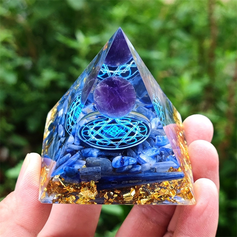 

Natural Stones Crystal Orgonite Pyramid Amethyst Peridot Energy Generator Reiki Chakra Lucky Healing Meditation Tool Home Decor 220712