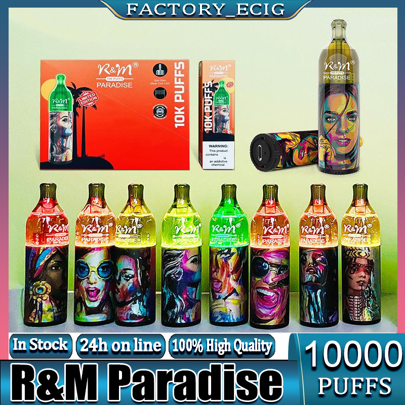 

Original RM Paradise 10000 Puffs Disposable E cigarette Vape Pen 17ml Prefilled 5% Cartridge Pod Device rechargeable Battey Airflow Control vapes