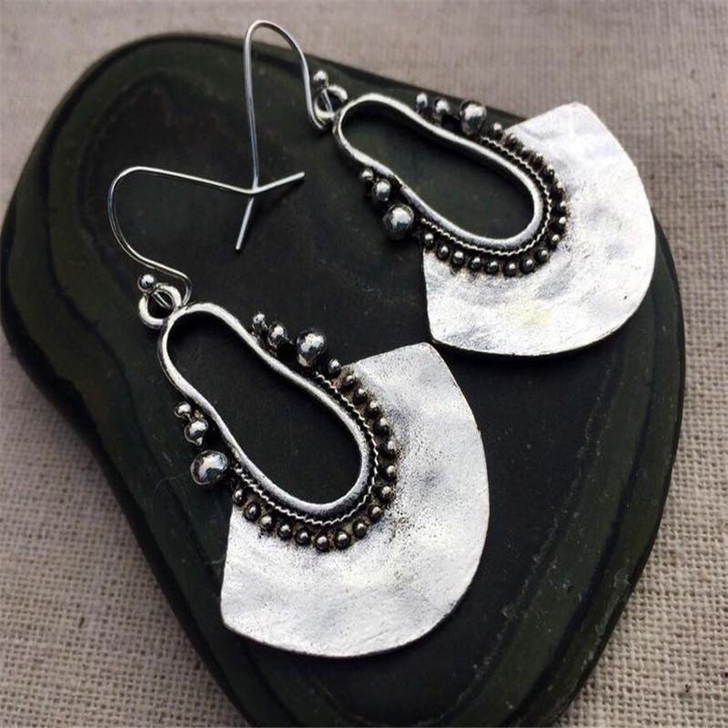 

Dangle & Chandelier Statement Tribal Earrings Big Boho Hoop Fan Jewelry For Women Girl Ethnic Brass Antiquesilver OL29FDangle