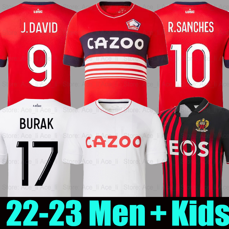 

22 23 LOSC Lille OGC Nice FC DELORT soccer jerseys J.DAVID BURAK 2022 2023 DAVID DOLBERG KAMARA ATAL maillot de foot home away men kids kit football shirt, Kids 22-23 third