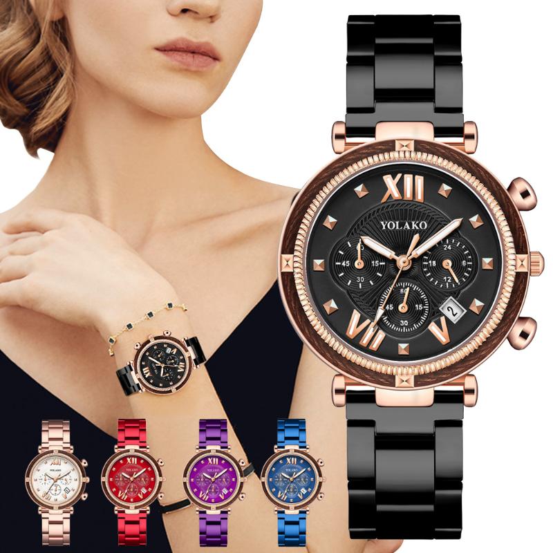 

Wristwatches Women Famous Luxury Watch Ladies Rosy Gold Quartz For Calendr Stainless Steel Casual Watches Relogio Feminino