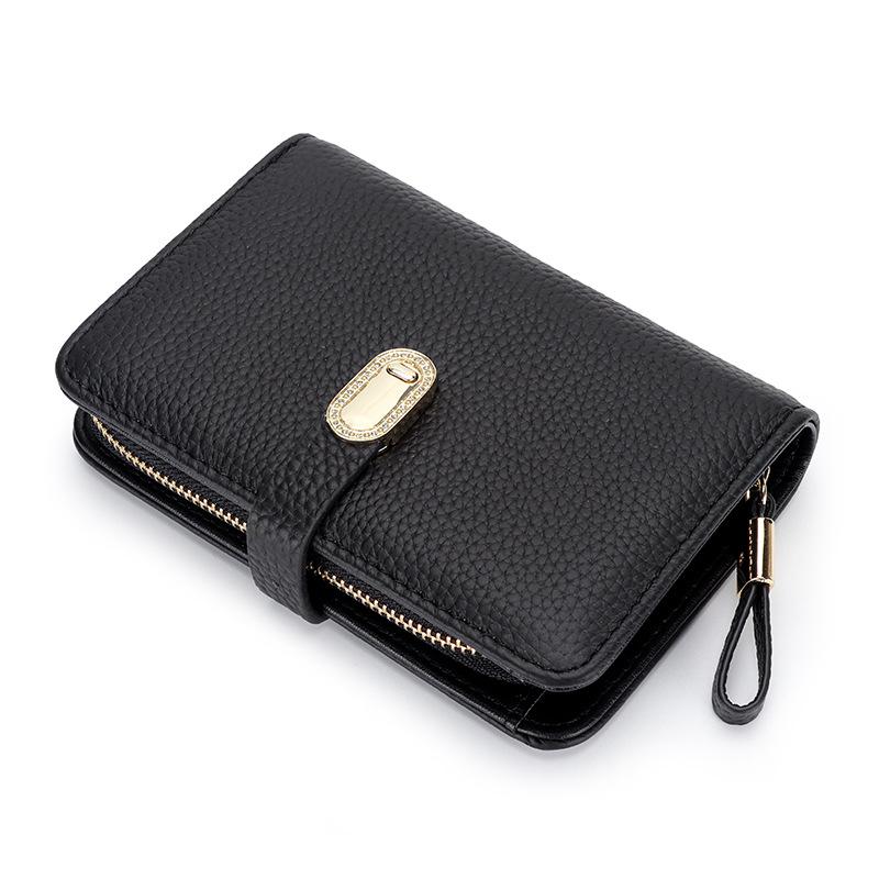 

Wallets Small Women Card Slim Zipper Cowhide Leather Top Quality Fashion Female Purse Holder WalletWallets, Yellow