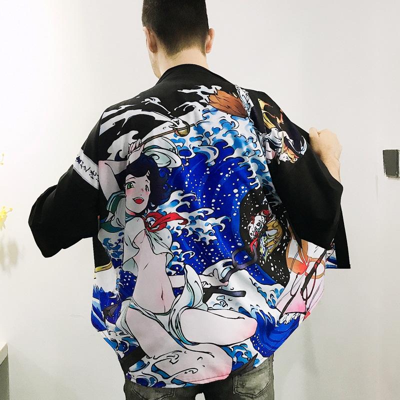 

Ethnic Clothing Men'S Kimono Japanese Clothes Samurai Custume Vintage Haori Yukata Men Asian Style Streetwear FF3008Ethnic