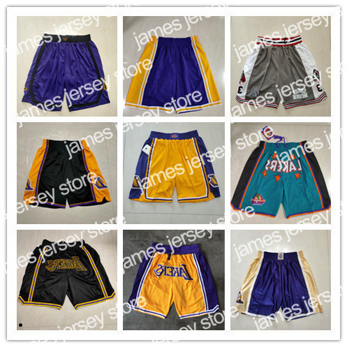 

New Los Angeles''Lakers''men Throwback Basketball Shorts pocket purple, Color