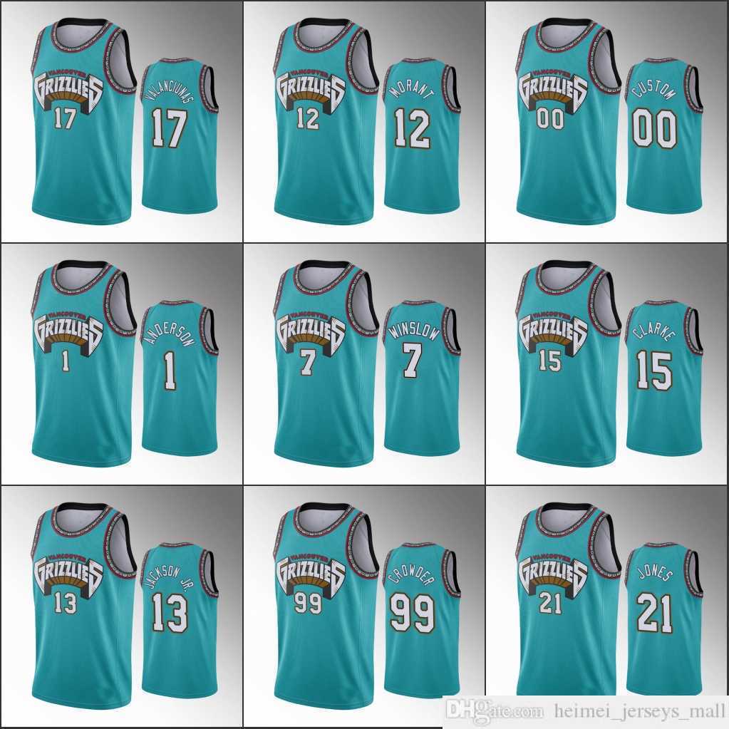 

Screen Print 75th Memphis''Grizzlies''Men Ja Morant Jaren Jackson Jr. Dillon Brooks Classic Teal Custom Jersey
