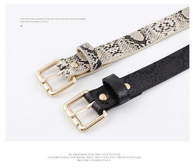 

Belts Fashion Women Snake Skin Genuine Leather Waistband Wide Belt Strap PU, White