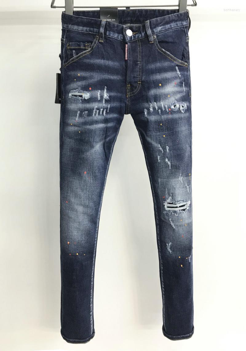 

Men's Jeans Men's/Women's Ripped Fashion Washed Frayed Patch Paint Made Old Stretch Pants 9813Men's Bert22, As shown