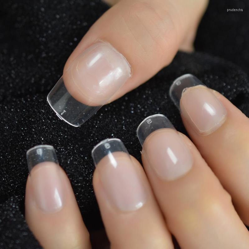 

False Nails Transparent Medium Artificial Nail Tips Pratice Salon DIY Fake Adhesive Square Natural Prud22, L5245