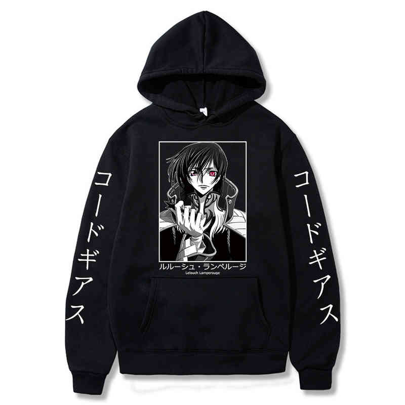 

Anime Hoodie Code Geass Hoodied Long Sleeve Streetwear Harajuku Sweatshirt Men/women Unisex Sport Hoody, Black
