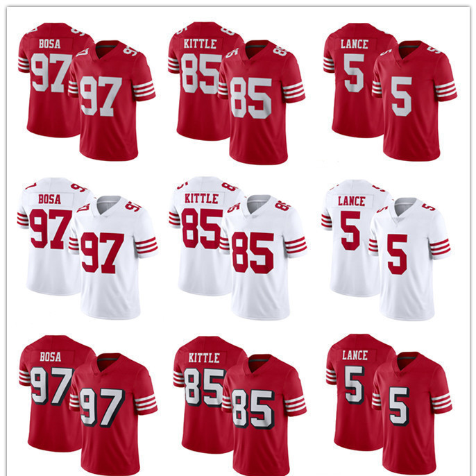 

san Francisco''49ers''Football Jersey 19 Deebo Samuel 16 Joe Montana 5 Trey Lance 85 George Kittle 97 Nick Bosa 10 Jimmy Garoppolo 80 Jerry Rice 54 Fred Warner, Colour