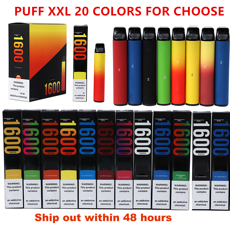 

Puff XXL cigarettes Disposable Vape cigarette Kit Pen Pods Device 1000mAh Battery 6.5ml Cartridges 1600 Puffs Prefilled VS Air lux