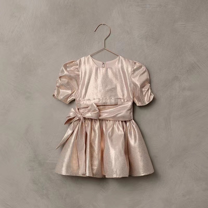 

Baby Girl Princess Vintage Dress Golden Pink Infant Toddler Bow Vestido Costume Party Birthday Ball Gown Baby Clothes 110Y 220614