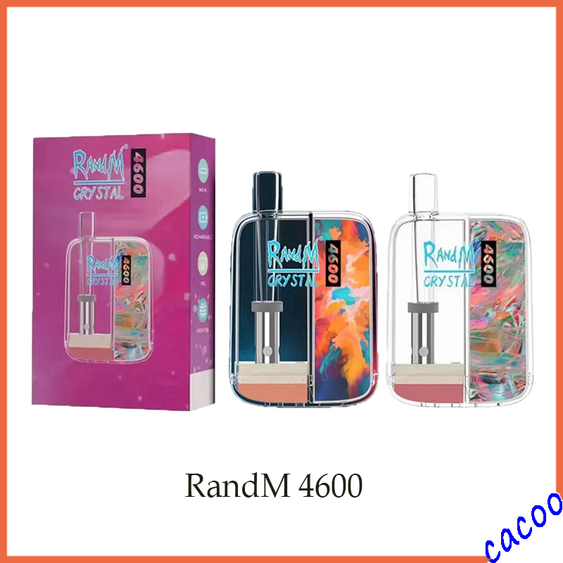 

RandM CRYSTAL 4600 Puff Disposable Vape E Cigarettes starter kit 10ml Pod Mesh Coil Rechargeable Pods Device