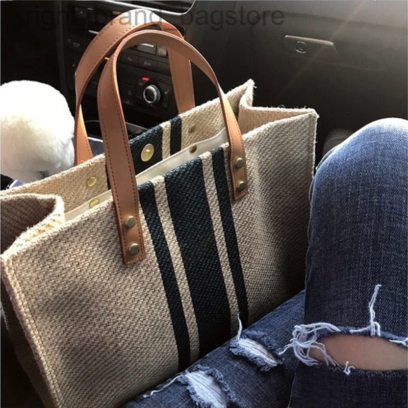 

Designer Bags for Women Shoulder Bag 2022 Casual Linen Striped Tote Women Handbags Crossbody Bag Shopper Purses Briefcase Clutch W220813, Dark blue buckle